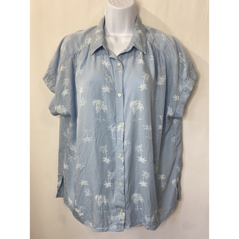Lucky Brand Womens Modal Shirt Size‎ Large Tropical Palm Trees Coastal Vacation